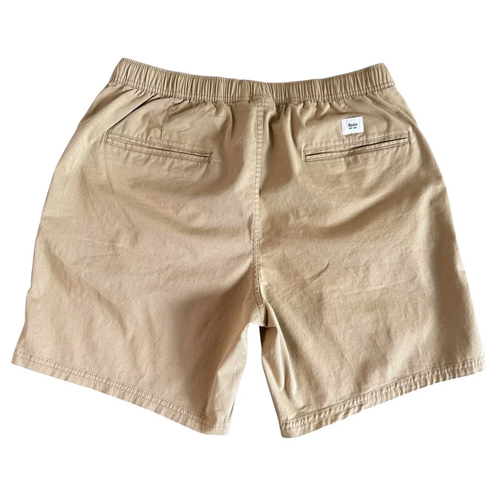 Katin XL 7in Khaki Tan Elastic Drawstring Cotton Men's Shorts